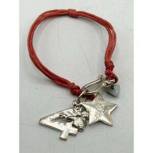 Vintage red thread charm bracelet